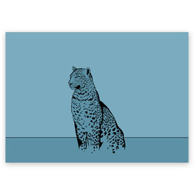 Поздравительная открытка с принтом Леопард в Белгороде, 100% бумага | плотность бумаги 280 г/м2, матовая, на обратной стороне линовка и место для марки
 | африка | большая кошка | графика | дикий мир | животное | кошка | персонаж | природа | рисунок | хищник