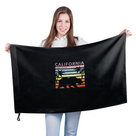 Флаг 3D с принтом California venice beach в Белгороде, 100% полиэстер | плотность ткани — 95 г/м2, размер — 67 х 109 см. Принт наносится с одной стороны | beach | bear | california | usa | venice | америка | закат | калифорния | лето | медведь | отпуск | пальмы | пляж | природа | радуга | сша