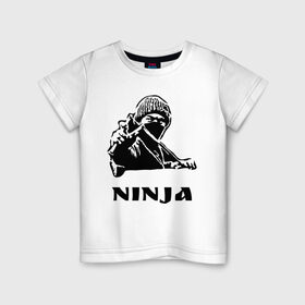 Детская футболка хлопок с принтом ninja в Белгороде, 100% хлопок | круглый вырез горловины, полуприлегающий силуэт, длина до линии бедер | ninja | воинственный | ниндзя | спорт | тату