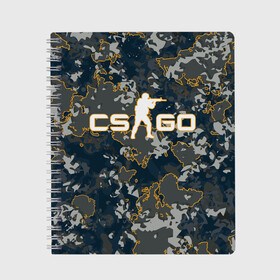 Тетрадь с принтом CS:GO - Camo в Белгороде, 100% бумага | 48 листов, плотность листов — 60 г/м2, плотность картонной обложки — 250 г/м2. Листы скреплены сбоку удобной пружинной спиралью. Уголки страниц и обложки скругленные. Цвет линий — светло-серый
 | Тематика изображения на принте: beast | camo | camouflage | counter | counter strike | cs | easy | ez | gg | ggwp | global | go | hyper | kill | offensive | one | shot | strike | зверь | камуфляж | скоростной