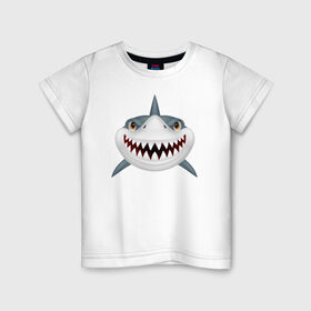Детская футболка хлопок с принтом Животные в Белгороде, 100% хлопок | круглый вырез горловины, полуприлегающий силуэт, длина до линии бедер | Тематика изображения на принте: акула | зубы | морские жители | пасть