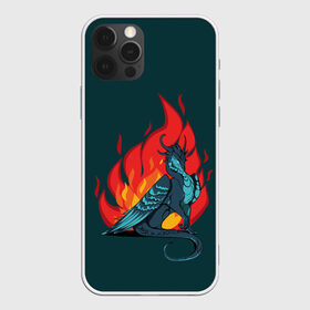 Чехол для iPhone 12 Pro Max с принтом Бирюзовый дракон в Белгороде, Силикон |  | бирюзовый цвет | графика | дракон | огонь | персонаж | пламя | рисунок | фэнтези