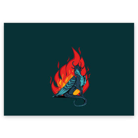 Поздравительная открытка с принтом Бирюзовый дракон в Белгороде, 100% бумага | плотность бумаги 280 г/м2, матовая, на обратной стороне линовка и место для марки
 | бирюзовый цвет | графика | дракон | огонь | персонаж | пламя | рисунок | фэнтези