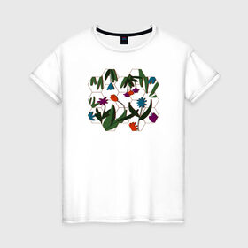 Женская футболка хлопок с принтом Цветочный мир в Белгороде, 100% хлопок | прямой крой, круглый вырез горловины, длина до линии бедер, слегка спущенное плечо | flowers | природа | растения | цветы