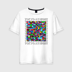 Женская футболка хлопок Oversize с принтом Ночной Токио в Белгороде, 100% хлопок | свободный крой, круглый ворот, спущенный рукав, длина до линии бедер
 | абстракция | графика | картина | ночь | токио