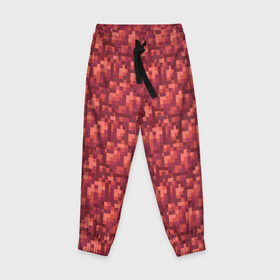 Детские брюки 3D с принтом красный краситель в Белгороде, 100% полиэстер | манжеты по низу, эластичный пояс регулируется шнурком, по бокам два кармана без застежек, внутренняя часть кармана из мелкой сетки | бардовый | краситель | красный | майнкрафт | пиксель