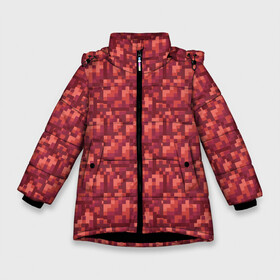 Зимняя куртка для девочек 3D с принтом красный краситель в Белгороде, ткань верха — 100% полиэстер; подклад — 100% полиэстер, утеплитель — 100% полиэстер. | длина ниже бедра, удлиненная спинка, воротник стойка и отстегивающийся капюшон. Есть боковые карманы с листочкой на кнопках, утяжки по низу изделия и внутренний карман на молнии. 

Предусмотрены светоотражающий принт на спинке, радужный светоотражающий элемент на пуллере молнии и на резинке для утяжки. | бардовый | краситель | красный | майнкрафт | пиксель