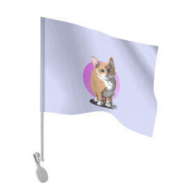 Флаг для автомобиля с принтом Грустный Котик в Белгороде, 100% полиэстер | Размер: 30*21 см | графика | домашний животные | животное | котенок | котик | персонаж | природа | рисунок