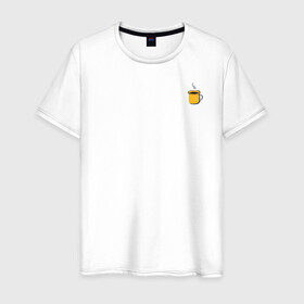 Мужская футболка хлопок с принтом Кружка с кофе в Белгороде, 100% хлопок | прямой крой, круглый вырез горловины, длина до линии бедер, слегка спущенное плечо. | coffee | drink | кофе | кружка | стакан