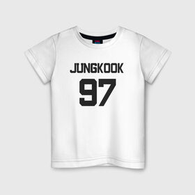 Детская футболка хлопок с принтом BTS - Jungkook 97 в Белгороде, 100% хлопок | круглый вырез горловины, полуприлегающий силуэт, длина до линии бедер | boysband | bts | jungkook | jungkook 97 | k pop | korea | korean | music | бтс | джонгук | к поп | кей поп | корейская | корейский | корея | кпоп | музыка | чонгук