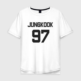 Мужская футболка хлопок Oversize с принтом BTS - Jungkook 97 в Белгороде, 100% хлопок | свободный крой, круглый ворот, “спинка” длиннее передней части | boysband | bts | jungkook | jungkook 97 | k pop | korea | korean | music | бтс | джонгук | к поп | кей поп | корейская | корейский | корея | кпоп | музыка | чонгук