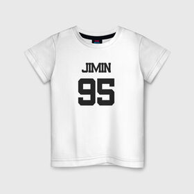 Детская футболка хлопок с принтом BTS - Jimin 95 в Белгороде, 100% хлопок | круглый вырез горловины, полуприлегающий силуэт, длина до линии бедер | boysband | bts | jimin | jimin 95 | k pop | korea | korean | music | бтс | джимин | к поп | кей поп | корейская | корейский | корея | кпоп | музыка | чимин | чимин 95