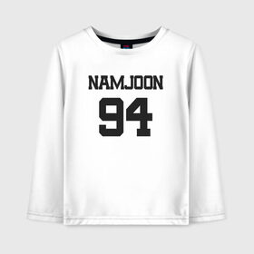 Детский лонгслив хлопок с принтом BTS - Namjoon (RM) 94 в Белгороде, 100% хлопок | круглый вырез горловины, полуприлегающий силуэт, длина до линии бедер | boysband | bts | bts rm | k pop | korea | korean | music | namjoon | namjoon 94 | rap monster | бтс | бтс рм | к поп | кей поп | корейская | корейский | корея | кпоп | музыка | намджун | намжун | рэп монстр