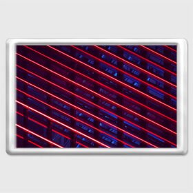 Магнит 45*70 с принтом Неоновые полосы в Белгороде, Пластик | Размер: 78*52 мм; Размер печати: 70*45 | в топе | в тренде | косые лучи | красные полосы | сине красные лучи | синие полосы | тёмный фон