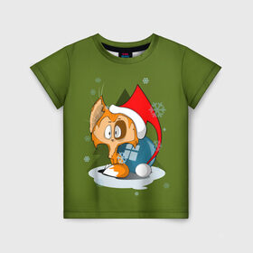 Детская футболка 3D с принтом Маленький Котик Дед Мороз в Белгороде, 100% гипоаллергенный полиэфир | прямой крой, круглый вырез горловины, длина до линии бедер, чуть спущенное плечо, ткань немного тянется | графика | ёлка | ёлочная игрушка | животное | котик | новый год | персонаж | природа | рисунок