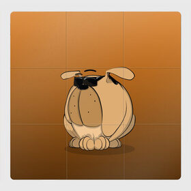 Магнитный плакат 3Х3 с принтом Крутой мой верный пес в Белгороде, Полимерный материал с магнитным слоем | 9 деталей размером 9*9 см | бульдог | графика | крутой парень | очки | персонаж | пес | рисунок | чёрные очки