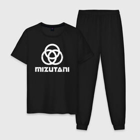 Мужская пижама хлопок с принтом MIZUTANI Cyberpunk 2077 в Белгороде, 100% хлопок | брюки и футболка прямого кроя, без карманов, на брюках мягкая резинка на поясе и по низу штанин
 | Тематика изображения на принте: cyberpunk 2077 | hacker | maelstrom | militech | quadra | samurai | sci fi | technology | trauma team | v | будущее | игра | иероглифы | киану ривз | кибер | киберпанк | киборг | киборги | корпорация | лого | милитек | панк | роботы | самурай | т