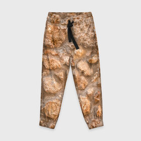 Детские брюки 3D с принтом Камни в Белгороде, 100% полиэстер | манжеты по низу, эластичный пояс регулируется шнурком, по бокам два кармана без застежек, внутренняя часть кармана из мелкой сетки | абстракция | камни | кладка | скала | стена | фон