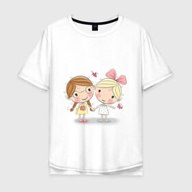 Мужская футболка хлопок Oversize с принтом Девочка в Белгороде, 100% хлопок | свободный крой, круглый ворот, “спинка” длиннее передней части | беззаботное детство | игры | любовь
