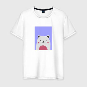 Мужская футболка хлопок с принтом Белый мишка в Белгороде, 100% хлопок | прямой крой, круглый вырез горловины, длина до линии бедер, слегка спущенное плечо. | белый мишка | животные | медведь | медвежонок
