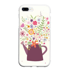 Чехол для iPhone 7Plus/8 Plus матовый с принтом Цветы в чайнике в Белгороде, Силикон | Область печати: задняя сторона чехла, без боковых панелей | рисунок | цветы | цветы в чайнике | чайник