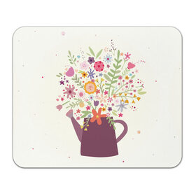 Коврик для мышки прямоугольный с принтом Цветы в чайнике в Белгороде, натуральный каучук | размер 230 х 185 мм; запечатка лицевой стороны | рисунок | цветы | цветы в чайнике | чайник