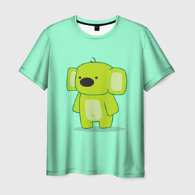 Мужская футболка 3D с принтом Зеленая коала в Белгороде, 100% полиэфир | прямой крой, круглый вырез горловины, длина до линии бедер | анимация | зеленая коала | зеленый | коала | лес