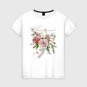 Женская футболка хлопок с принтом Spring mood в Белгороде, 100% хлопок | прямой крой, круглый вырез горловины, длина до линии бедер, слегка спущенное плечо | 8 марта | весна | девушке | женский | мама | подарок | тренд | феминизм | цветы
