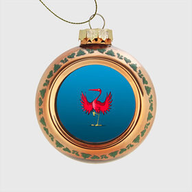 Стеклянный ёлочный шар с принтом Красный журавль в Белгороде, Стекло | Диаметр: 80 мм | графика | журавль | персонаж | природа | птица | птичий мир | рисунок