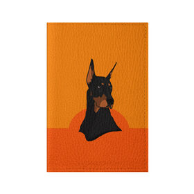 Обложка для паспорта матовая кожа с принтом Доберман в Белгороде, натуральная матовая кожа | размер 19,3 х 13,7 см; прозрачные пластиковые крепления | Тематика изображения на принте: верный друг | графика | животное | защитник | красивый пес | природа | рисунок | собака | сторож
