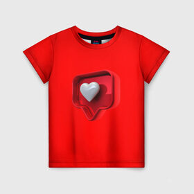 Детская футболка 3D с принтом Электронное сердце в Белгороде, 100% гипоаллергенный полиэфир | прямой крой, круглый вырез горловины, длина до линии бедер, чуть спущенное плечо, ткань немного тянется | квадрат. | лайк | любовь | сердце | уведомление