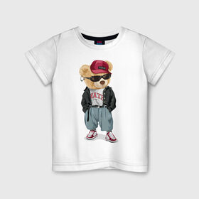 Детская футболка хлопок с принтом Мопс уличный стиль в Белгороде, 100% хлопок | круглый вырез горловины, полуприлегающий силуэт, длина до линии бедер | кеды | кепка | мопс | пёс | собака | стиль | уличный | хипстер | хулиган