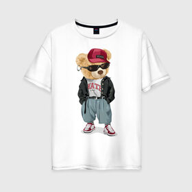 Женская футболка хлопок Oversize с принтом Мопс уличный стиль в Белгороде, 100% хлопок | свободный крой, круглый ворот, спущенный рукав, длина до линии бедер
 | кеды | кепка | мопс | пёс | собака | стиль | уличный | хипстер | хулиган