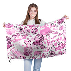 Флаг 3D с принтом Розовая мечта в Белгороде, 100% полиэстер | плотность ткани — 95 г/м2, размер — 67 х 109 см. Принт наносится с одной стороны | анимэ | девочки звездочки | единороги | любовь | мечта | пони | сердце