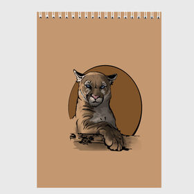 Скетчбук с принтом Горный лев в Белгороде, 100% бумага
 | 48 листов, плотность листов — 100 г/м2, плотность картонной обложки — 250 г/м2. Листы скреплены сверху удобной пружинной спиралью | Тематика изображения на принте: большая кошка | графика | дикий мир | животное | кошка | персонаж | природа | рисунок | хищник
