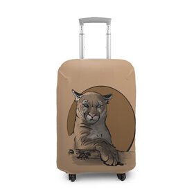 Чехол для чемодана 3D с принтом Горный лев в Белгороде, 86% полиэфир, 14% спандекс | двустороннее нанесение принта, прорези для ручек и колес | большая кошка | графика | дикий мир | животное | кошка | персонаж | природа | рисунок | хищник
