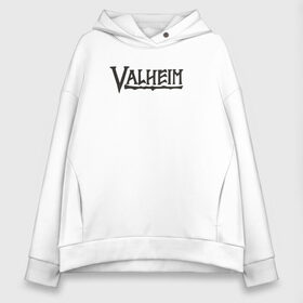 Женское худи Oversize хлопок с принтом Valheim logo в Белгороде, френч-терри — 70% хлопок, 30% полиэстер. Мягкий теплый начес внутри —100% хлопок | боковые карманы, эластичные манжеты и нижняя кромка, капюшон на магнитной кнопке | valheim | valheim логотип | вальхейм | выживание | игра | игры