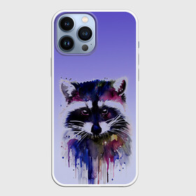 Чехол для iPhone 13 Pro Max с принтом енот акварелью потеки в Белгороде,  |  | Тематика изображения на принте: акварель | акварельный | арт | брызги | енот | енотик | животные | зверек | краски | потеки | радуга | рисунок | яркий