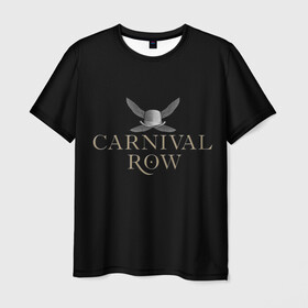 Мужская футболка 3D с принтом Карнивал Роу - Carnival Row в Белгороде, 100% полиэфир | прямой крой, круглый вырез горловины, длина до линии бедер | carnival row | волшебный | исторический | карнивал роу | крылья | лого | логотип | подарок | сериал | сказка | фея | черный | шляпа