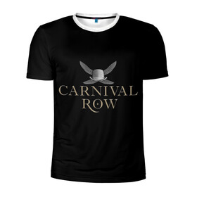 Мужская футболка 3D спортивная с принтом Карнивал Роу - Carnival Row в Белгороде, 100% полиэстер с улучшенными характеристиками | приталенный силуэт, круглая горловина, широкие плечи, сужается к линии бедра | carnival row | волшебный | исторический | карнивал роу | крылья | лого | логотип | подарок | сериал | сказка | фея | черный | шляпа