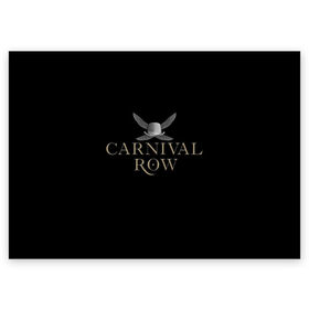 Поздравительная открытка с принтом Карнивал Роу - Carnival Row в Белгороде, 100% бумага | плотность бумаги 280 г/м2, матовая, на обратной стороне линовка и место для марки
 | Тематика изображения на принте: carnival row | волшебный | исторический | карнивал роу | крылья | лого | логотип | подарок | сериал | сказка | фея | черный | шляпа