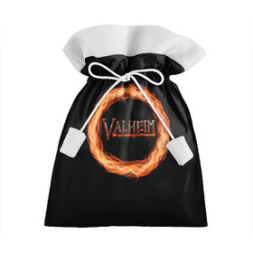 Подарочный 3D мешок с принтом Valheim - огненный круг в Белгороде, 100% полиэстер | Размер: 29*39 см | Тематика изображения на принте: valheim | вальхейм | викинги | игра | компьютерный | круг | логотип | минимализм | огненный | огонь | подарок | черный