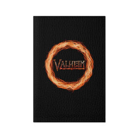 Обложка для паспорта матовая кожа с принтом Valheim - огненный круг в Белгороде, натуральная матовая кожа | размер 19,3 х 13,7 см; прозрачные пластиковые крепления | Тематика изображения на принте: valheim | вальхейм | викинги | игра | компьютерный | круг | логотип | минимализм | огненный | огонь | подарок | черный