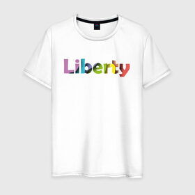 Мужская футболка хлопок с принтом Liberty. Свобода в Белгороде, 100% хлопок | прямой крой, круглый вырез горловины, длина до линии бедер, слегка спущенное плечо. | cвобода | liberty | женская свобода | не зависимая женщина | права женщин | равенство | свободные нравы