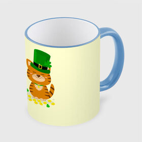 Кружка с принтом Ирландский Кот в Белгороде, керамика | ёмкость 330 мл | день святого патрика | ирландия | ирландский | ирландский клевер | ирландский кот | клевер | кот | патрик | с котом | святой патрик