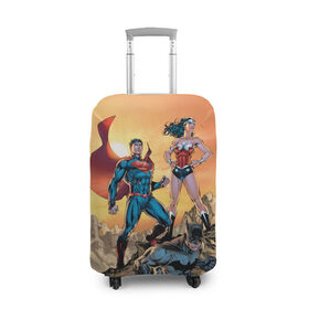 Чехол для чемодана 3D с принтом Лига Справедливости в Белгороде, 86% полиэфир, 14% спандекс | двустороннее нанесение принта, прорези для ручек и колес | batman | justice league | superman | vdzabma | wonder woman | бэтмен | лига справедливости | супермен | чудо женщина