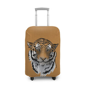 Чехол для чемодана 3D с принтом Тигр в Белгороде, 86% полиэфир, 14% спандекс | двустороннее нанесение принта, прорези для ручек и колес | большая кошка | графика | дикий мир | животное | кошка | персонаж | природа | рисунок | хищник