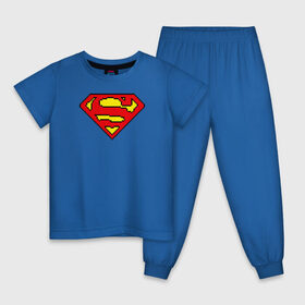 Детская пижама хлопок с принтом Superman 8 bit в Белгороде, 100% хлопок |  брюки и футболка прямого кроя, без карманов, на брюках мягкая резинка на поясе и по низу штанин
 | justice league | superman | vdzabma | лига справедливости | супермен