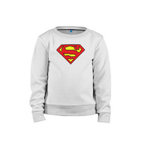 Детский свитшот хлопок с принтом Superman 8 bit в Белгороде, 100% хлопок | круглый вырез горловины, эластичные манжеты, пояс и воротник | justice league | superman | vdzabma | лига справедливости | супермен