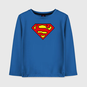 Детский лонгслив хлопок с принтом Superman 8 bit в Белгороде, 100% хлопок | круглый вырез горловины, полуприлегающий силуэт, длина до линии бедер | justice league | superman | vdzabma | лига справедливости | супермен